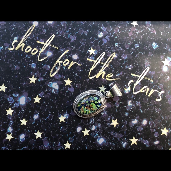 Blue, Green & Gold Confetti Lucite Pendant - Picture 2 of 7